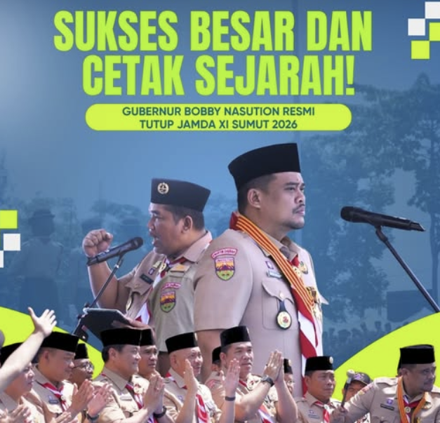 Jambore Daerah (Jamda) XI Gerakan Pramuka Sumatera Utara Tahun 2026 resmi ditutup Gubernur