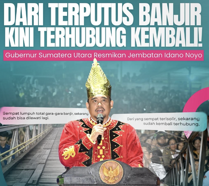 Gubernur Sumatera Utara Resmikan Jembatan Idano Noyo